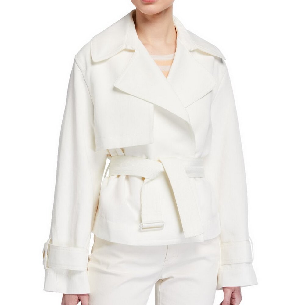 NWT Vince Notch Lapel Belted Linen Jacket, OFF WHITE, Medium